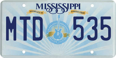 MS license plate MTD535