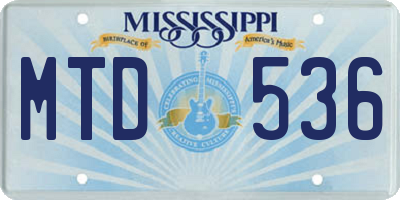 MS license plate MTD536