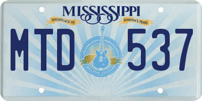 MS license plate MTD537