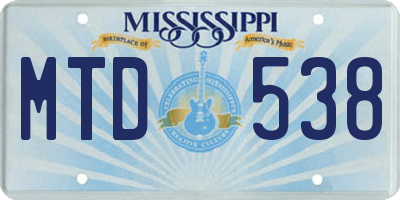 MS license plate MTD538