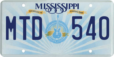 MS license plate MTD540