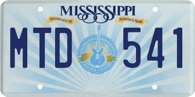MS license plate MTD541