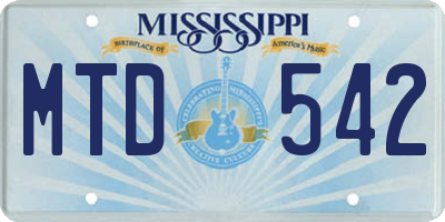 MS license plate MTD542