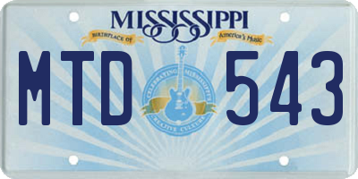 MS license plate MTD543