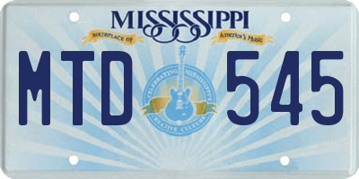 MS license plate MTD545