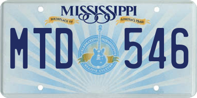 MS license plate MTD546