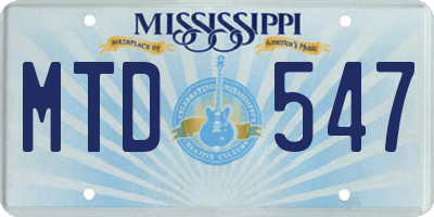 MS license plate MTD547