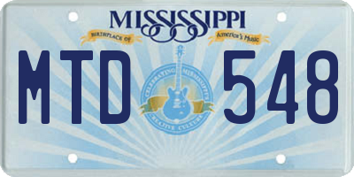 MS license plate MTD548