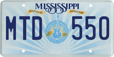 MS license plate MTD550