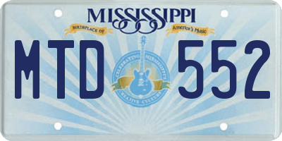 MS license plate MTD552