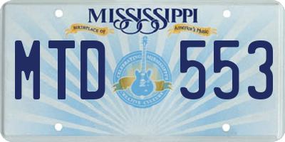 MS license plate MTD553