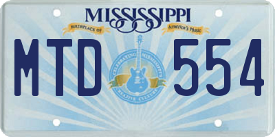 MS license plate MTD554