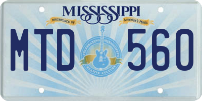 MS license plate MTD560