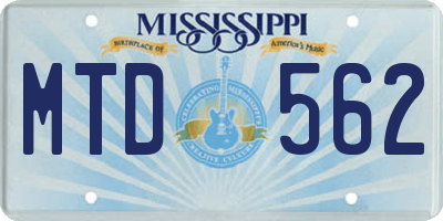 MS license plate MTD562