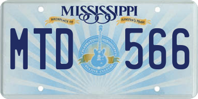 MS license plate MTD566