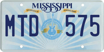 MS license plate MTD575