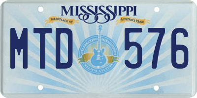 MS license plate MTD576