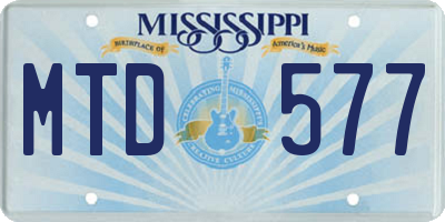 MS license plate MTD577