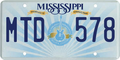 MS license plate MTD578