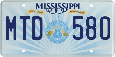 MS license plate MTD580