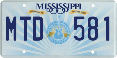 MS license plate MTD581