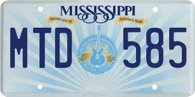 MS license plate MTD585