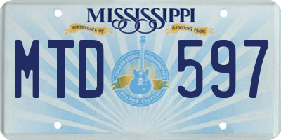MS license plate MTD597