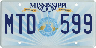 MS license plate MTD599