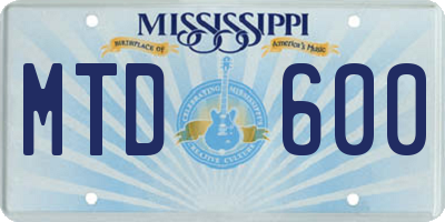 MS license plate MTD600