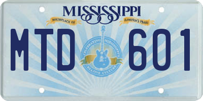 MS license plate MTD601