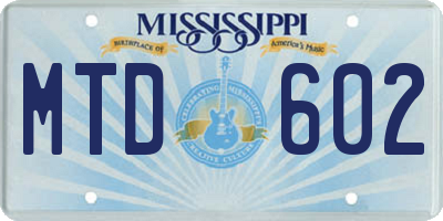 MS license plate MTD602