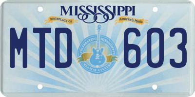 MS license plate MTD603