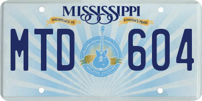 MS license plate MTD604