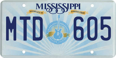 MS license plate MTD605
