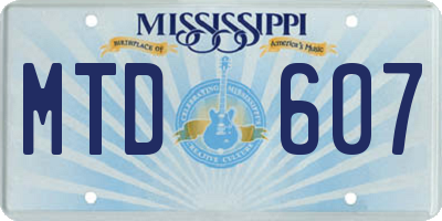 MS license plate MTD607