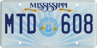 MS license plate MTD608