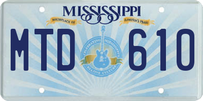 MS license plate MTD610