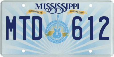MS license plate MTD612