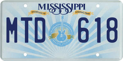 MS license plate MTD618