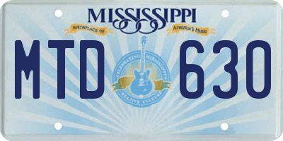 MS license plate MTD630
