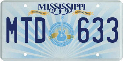 MS license plate MTD633