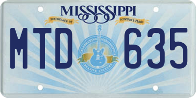 MS license plate MTD635
