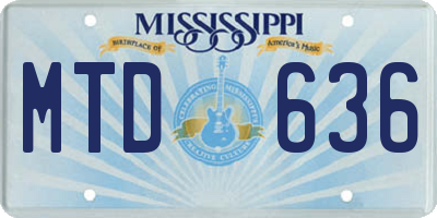 MS license plate MTD636