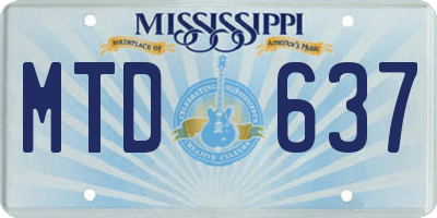 MS license plate MTD637