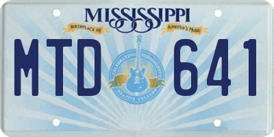 MS license plate MTD641