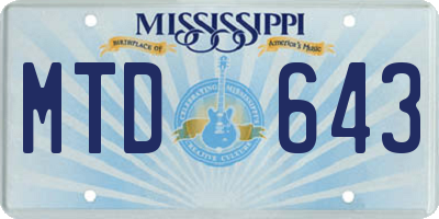 MS license plate MTD643