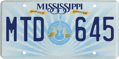 MS license plate MTD645