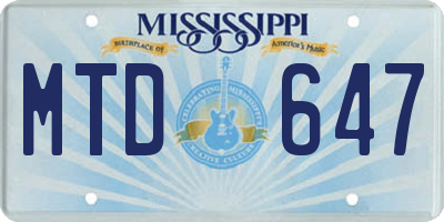 MS license plate MTD647