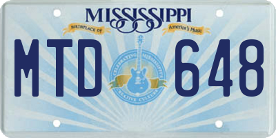 MS license plate MTD648