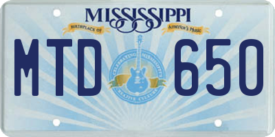 MS license plate MTD650
